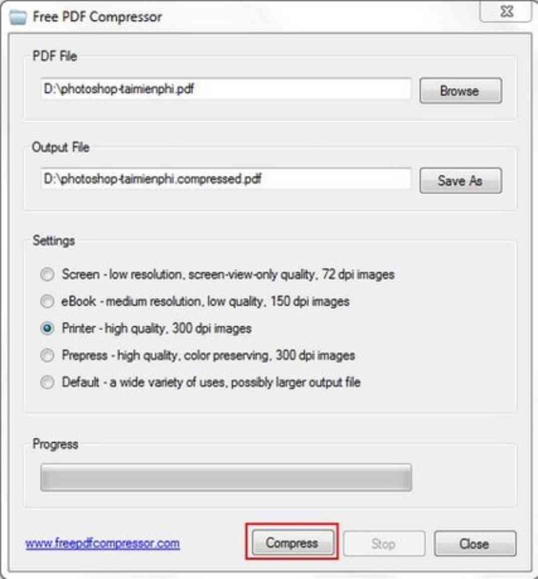 Giải nén file bằng phần mềm PDF Compressor