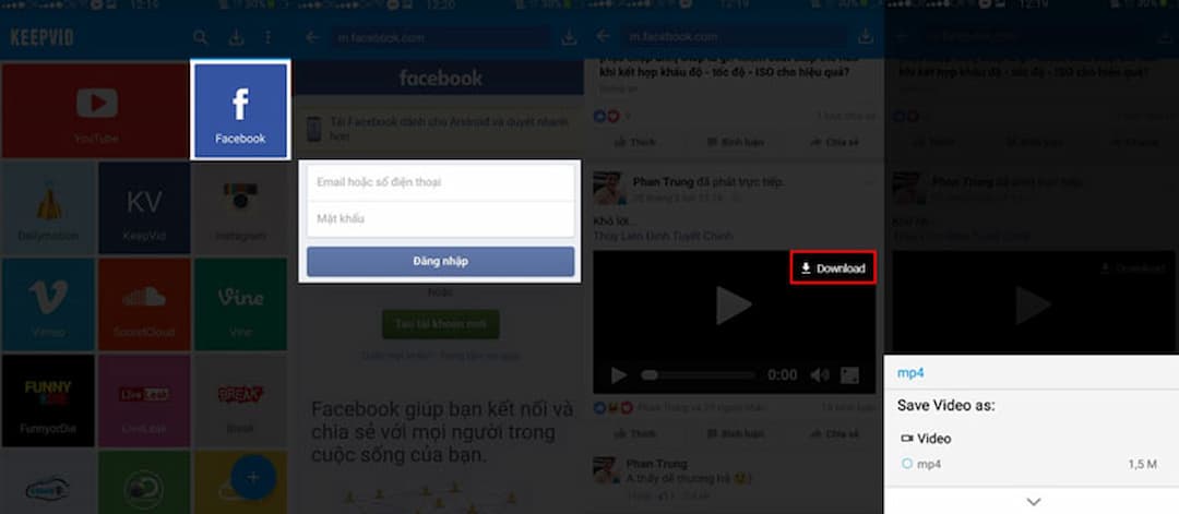 tải video từ facebook về điện thoại