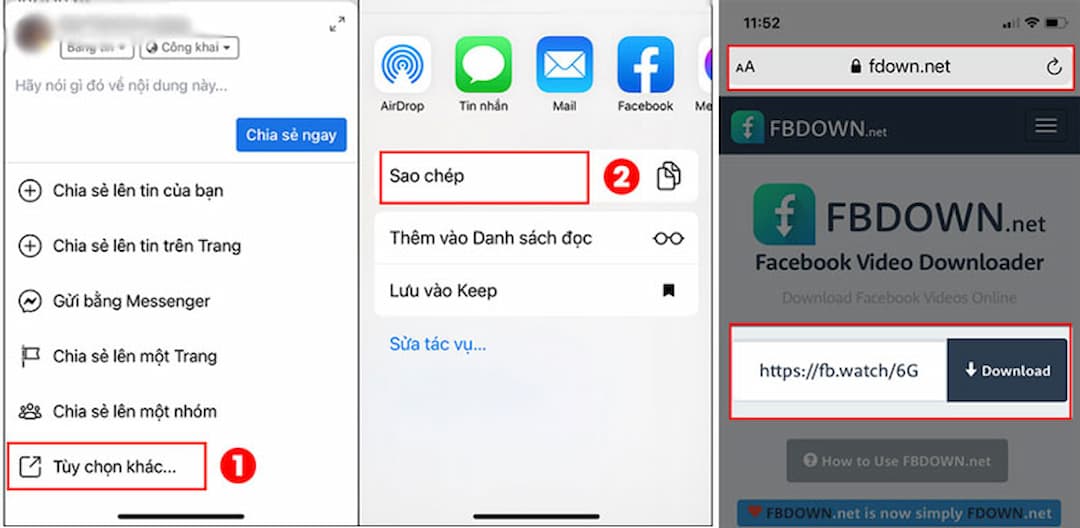 Cách tải video trên facebook về điện thoại Android bằng fbdown.net