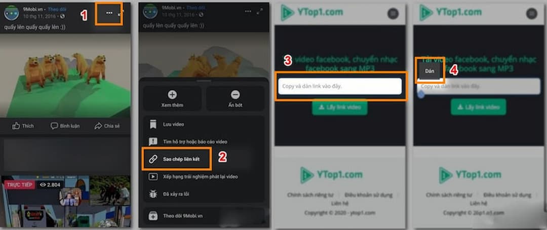 Tải video Facebook về điện thoại bằng Ytop1.com