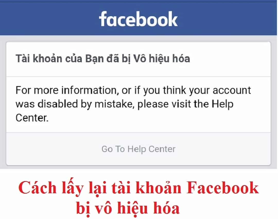 Cách lấy lại tài khoản facebook bị vô hiệu hóa